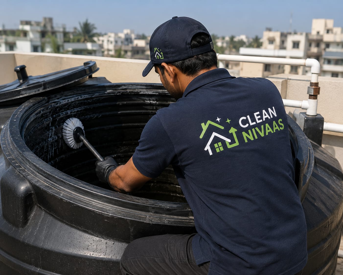 Water tank cleaning
